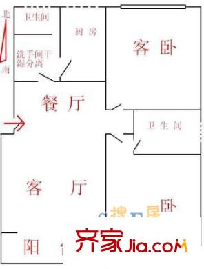 大上海国际花园侨亨园户型图上海 大上海国际花园乔亨园 户型图 2室2厅2卫1厨