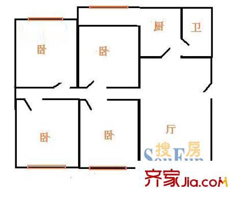 大上海国际花园侨亨园户型图上海 大上海国际花园乔亨园 户型图 4室1厅1卫1厨
