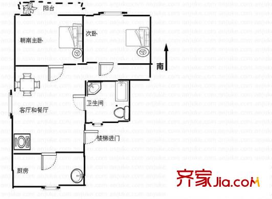 建中路126弄小區(qū)戶型圖戶型圖 2室1廳1衛(wèi)1廚