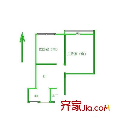 濰坊六村 2室 戶型圖