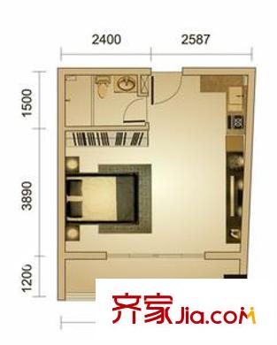 萬科金色公館戶型圖戶型圖 1室1廳1衛(wèi)1廚