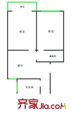 龙柏四村户型图户型图 2室1厅1卫1厨