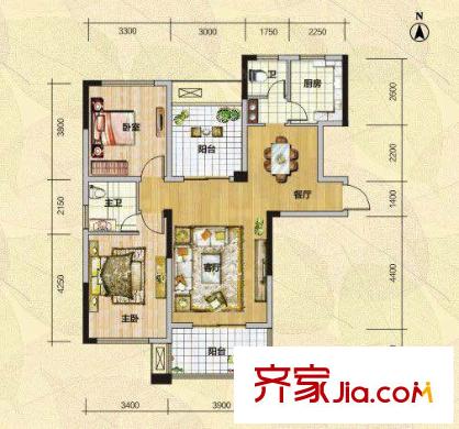錦華花園 2室 戶型圖