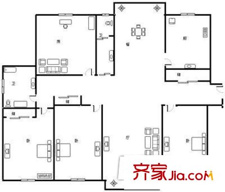 錦華花園 4室 戶型圖