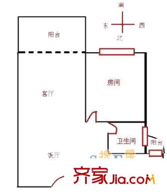 上海 紅楓苑1室 戶型圖