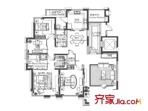 仁恒森蘭雅苑三期觀邸C 4室2廳2衛(wèi)1廚