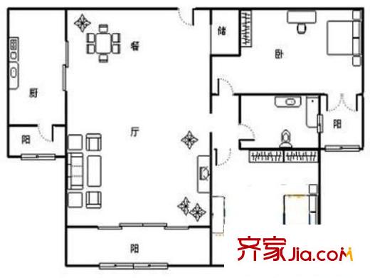 張江湯臣豪園一期 2室 戶型圖