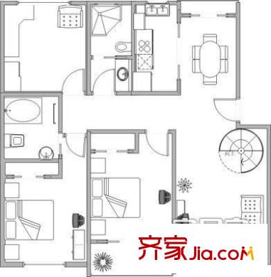 張江湯臣豪園一期 4室 戶型圖