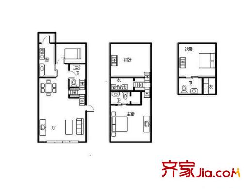 張江湯臣豪園一期 3室 戶型圖