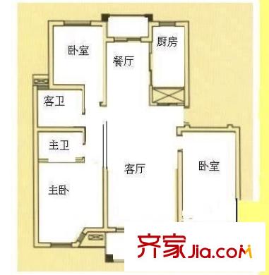 润和苑户型图户型图 3室2厅2卫1厨