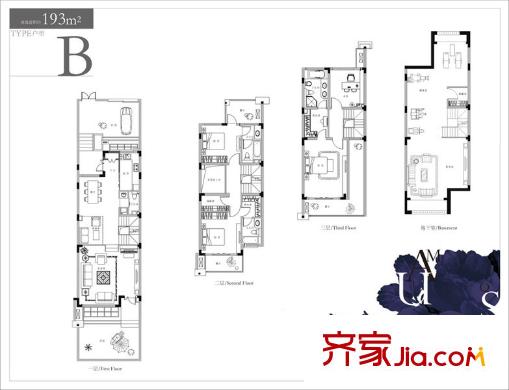 綠地上河院戶型圖房型B 4室5廳4衛(wèi)1廚