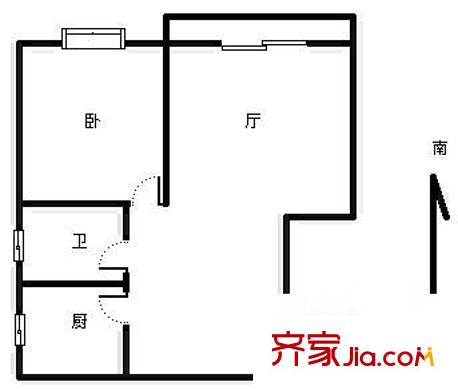 愛法新城戶型圖戶型圖 1室2廳1衛(wèi)1廚