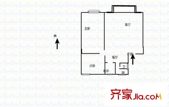 愛法新城 2室 戶型圖