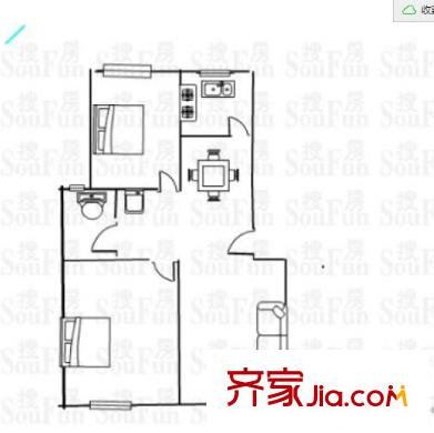 金汇花园一街坊户型图 户型图 2室2厅1卫1厨