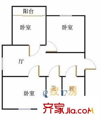 明珠小區(qū) 3室 戶型圖