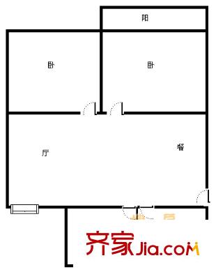 上海 南方新村2室 户型图