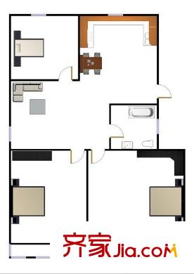 双辽支路70弄小区户型图户型图 3室1厅1卫1厨