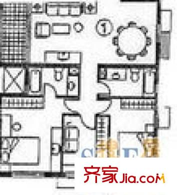 双辽支路70弄小区户型图户型图 3室1厅1卫1厨