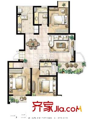 浦發(fā)博園別墅戶型圖戶型圖 3室1廳2衛(wèi)1廚