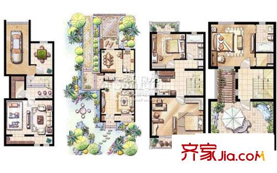 浦發(fā)博園別墅戶型圖戶型圖 1室1廳1衛(wèi)1廚