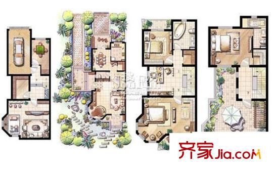浦發(fā)博園別墅戶型圖戶型圖 1室1廳1衛(wèi)1廚