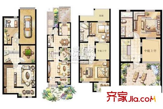 浦發(fā)博園別墅戶型圖戶型圖 1室1廳1衛(wèi)1廚