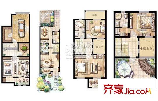 浦發(fā)博園別墅戶型圖戶型圖 1室1廳1衛(wèi)1廚