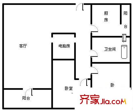 控江一村户型图户型图 3室2厅1卫1厨