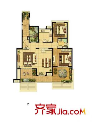 复地北桥城公寓户型图墅庭B1五层 1室1厅1卫1厨