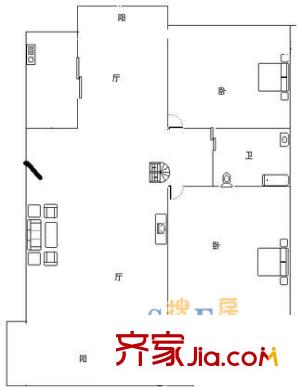 复地北桥城公寓户型图上海 复地北桥城 户型图 2室2厅1卫1厨