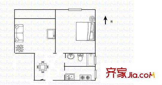 高行綠洲五期戶型圖戶型圖 1室1廳1衛(wèi)1廚