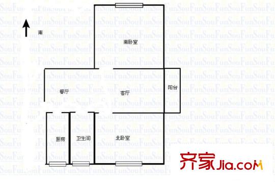 高行綠洲五期戶型圖戶型圖 2室1廳1衛(wèi)1廚