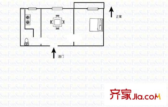 盛世東苑 1室 戶型圖