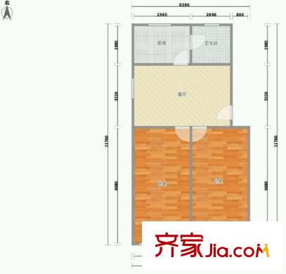 天申小区 2室 户型图