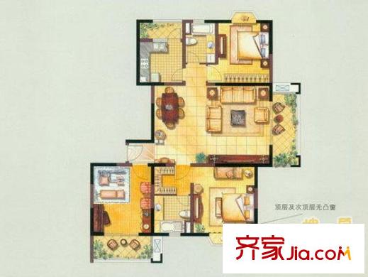 公园养生豪庭户型图户型图 3室2厅2卫1厨