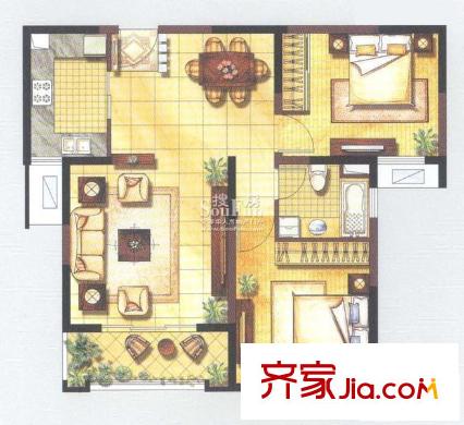 公园养生豪庭户型图户型图 2室2厅1卫