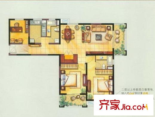 公园养生豪庭户型图户型图 3室2厅2卫1厨