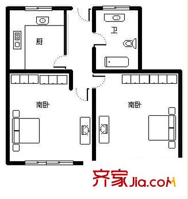 云二小區(qū)戶型圖戶型圖 2室1廳1衛(wèi)1廚
