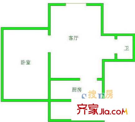 上海 塘東小區(qū)1室 戶型圖
