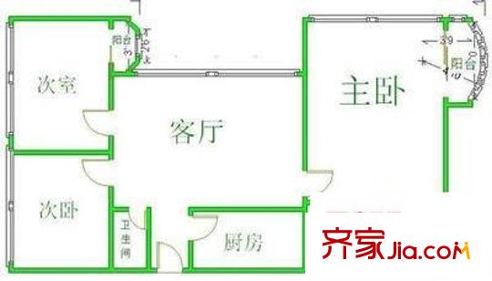明珠花苑 3室 戶型圖