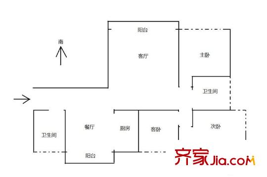 昌里雅苑戶(hù)型圖戶(hù)型圖 3室2廳1衛(wèi)1廚