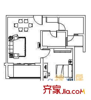 證大家園戶型圖戶型圖 1室2廳1衛(wèi)1廚