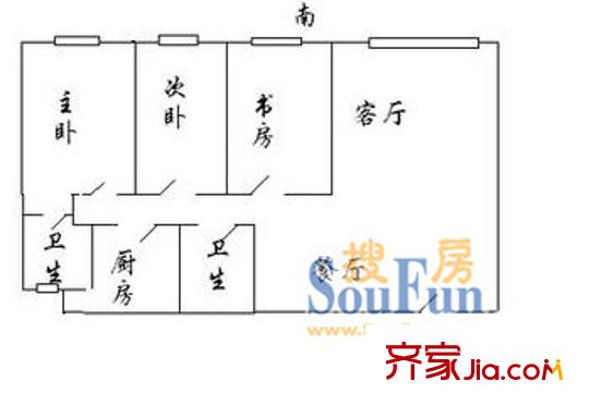 荣轩大厦户型图322 户型图 3室2厅2卫1厨