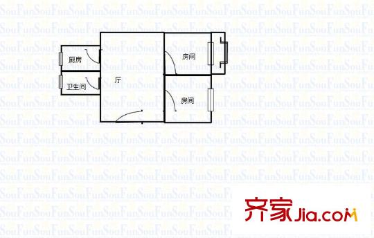 香山新村西北街坊 2室 戶型圖