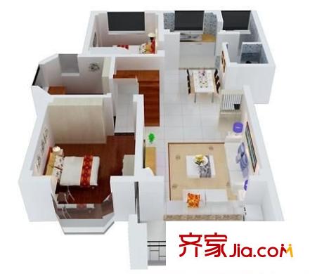 航华二村三街坊户型图驰骋小区 2室 户型图 2室1厅1卫1厨