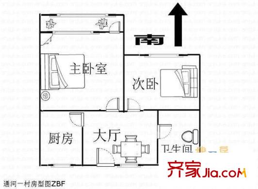 通河一村 2室 户型图