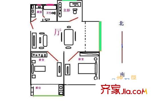 通河一村2室1厅1卫1厨