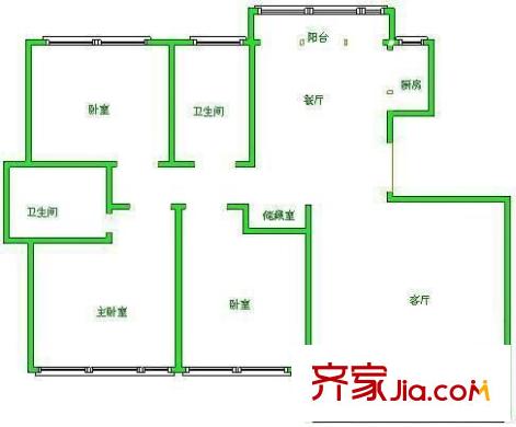 曹杨五月天户型图户型图 3室2厅2卫1厨