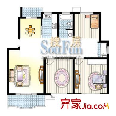 上大阳光乾静园户型图乾泽园C户型 3室2厅2卫1厨
