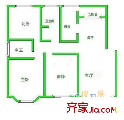 界龍陽(yáng)光苑(西區(qū))戶型圖上海 界龍陽(yáng)光苑(西區(qū)) 戶型圖 3室2廳2衛(wèi)1廚